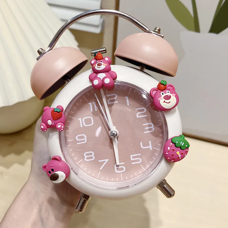 可爱学生小闹钟儿童草莓熊起床神器女孩强力叫醒时钟卧室床头摆台