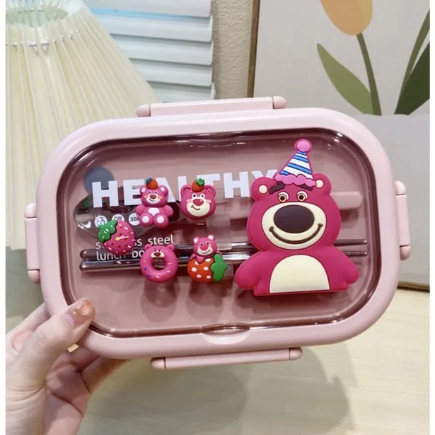 可爱学生不锈钢饭盒儿童小学生专用餐具上班族便携保温便当盒分格