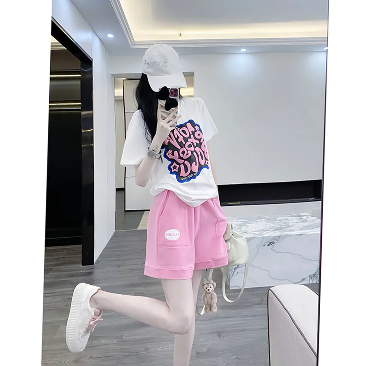 粉色短裤套装女夏装一整套搭配2025新款洋气显瘦休闲运动两件套