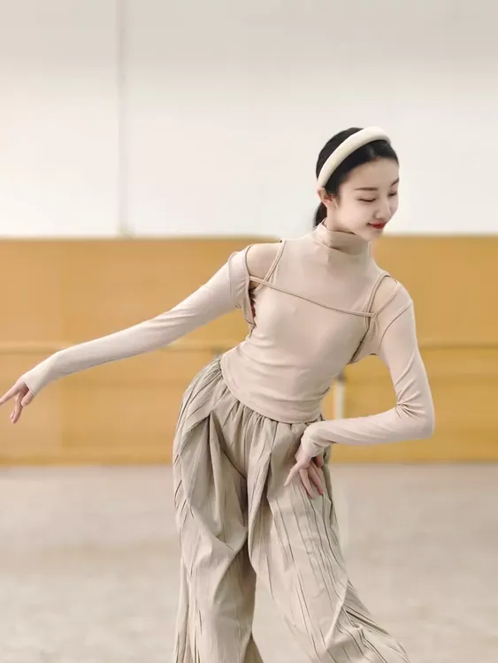 现代舞秋冬舞蹈服修身长袖上衣练功服中国舞艺考形体服套装