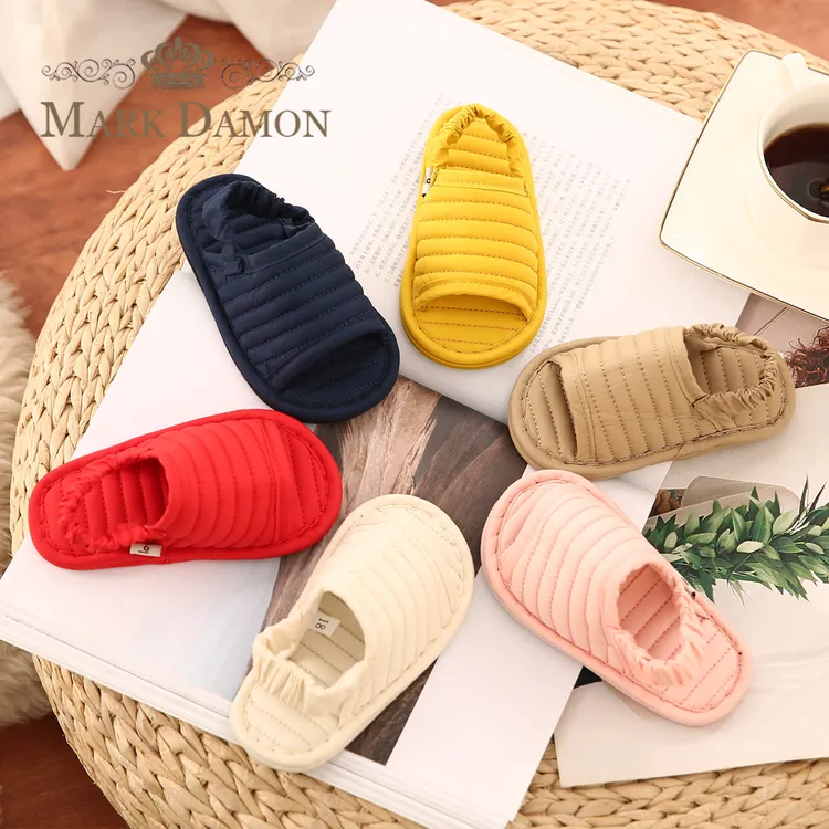 儿童布艺软布底1-3-6岁学步静音防噪音家居室内棉拖鞋