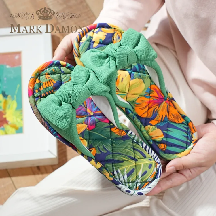 升级版纯棉加厚三层布底静音软底女款家居室内地板拖鞋四季无声