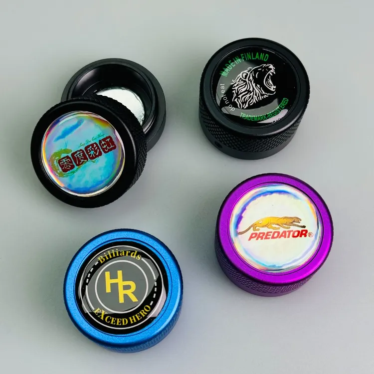 台球巧克粉盒圆形金属收纳盒强磁吸方形巧粉盒黑八斯诺克巧克粉套