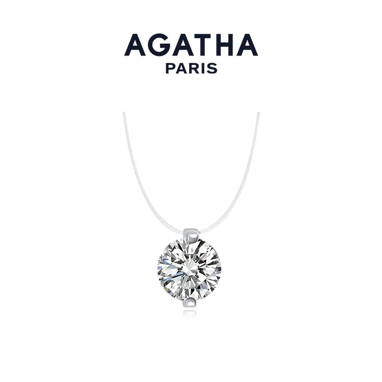 AGATHA 坠链均925银合成锆石 明星同款人鱼之泪项链恋夏风锁骨链D