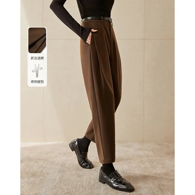 【加厚气质显瘦茧型镰裤】23冬新款通勤西装裤哈伦锥形裤毛呢哈伦裤