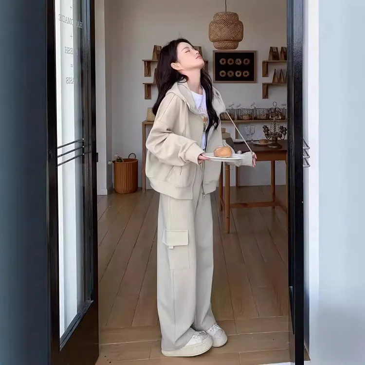 大码秋季洋气减龄卫衣休闲运动套装女胖mm时髦显瘦两件套