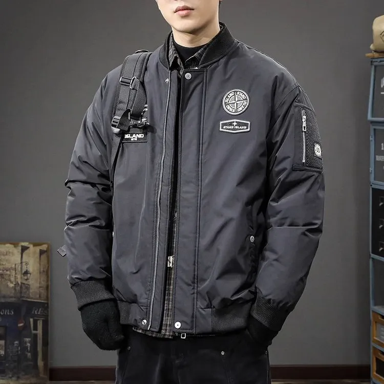 冬季潮牌美式机车短款羽绒服男宽松休闲工装棒球服外套男美式