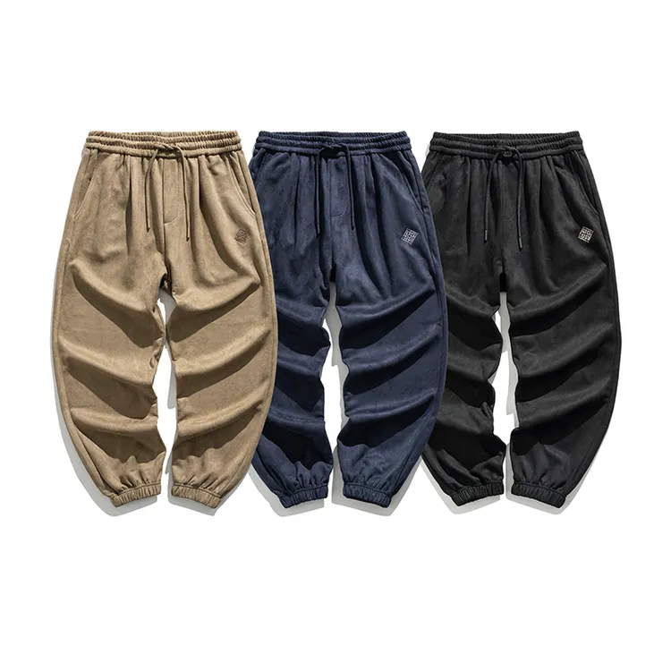 休闲束脚长裤抽绳秋季百搭情侣透气宽松休闲裤仿麂皮