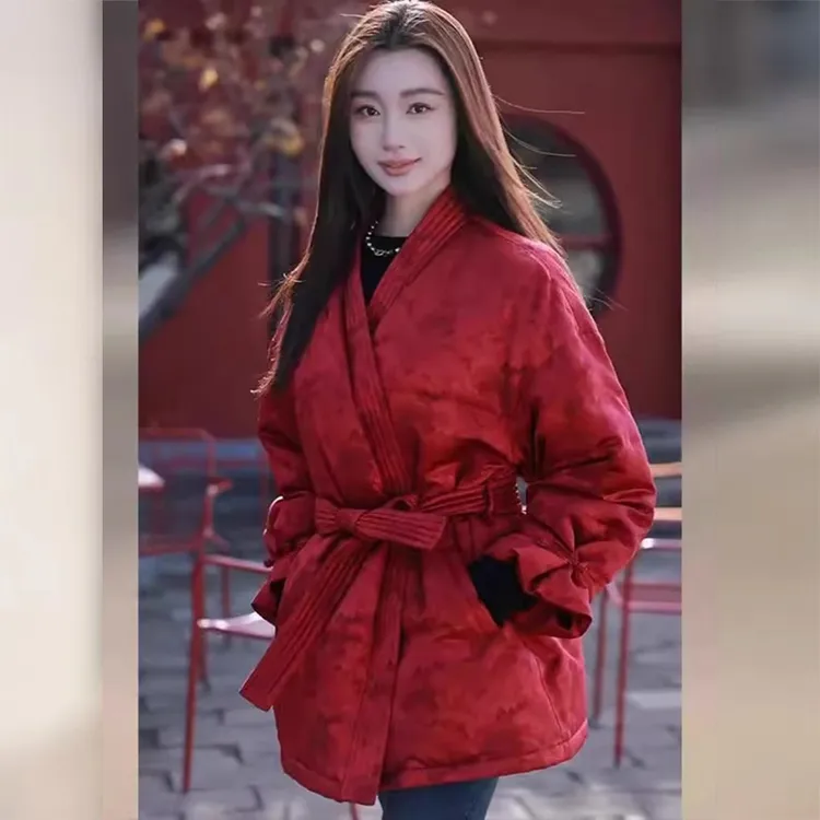 新中式中国风棉袄红色棉服外套女装秋冬2024新款加厚保暖唐装棉衣