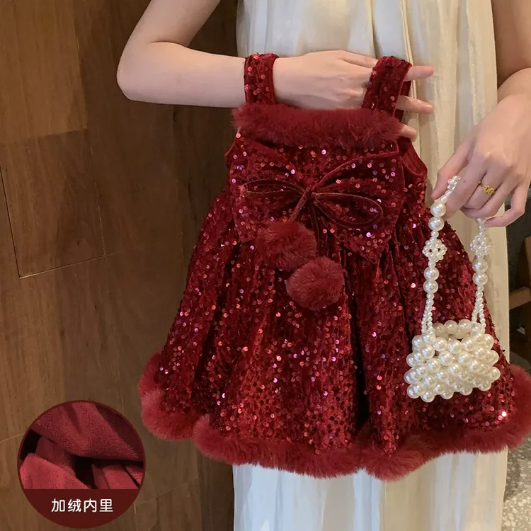 【现货】女童公主裙新年裙2025新款周岁礼服女宝宝洋气洛丽塔连衣裙