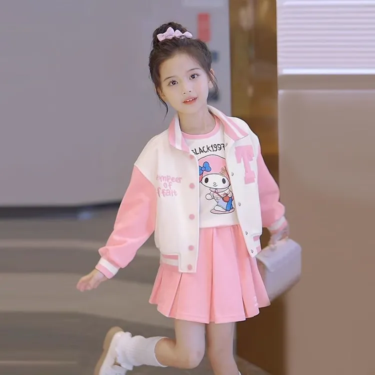 2025新款女童美乐蒂三件套秋季时尚洋气中大童百褶裙套装裤子套装