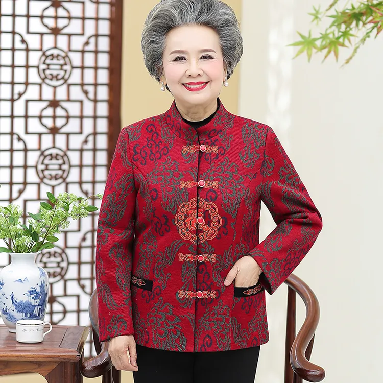 奶奶装唐装外套春秋新款中老年女装上衣妈妈装秋冬婚宴礼老人衣服