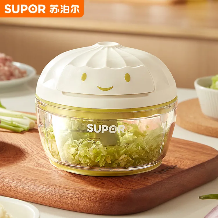 苏泊尔高颜值家用打蒜器绞菜器迷你手拉拉蒜器搅拌机双刀头捣蒜器