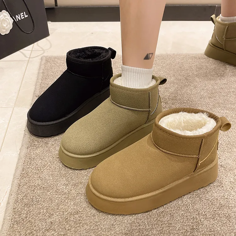 2024新款雪地靴女款短靴棉鞋女增高厚底加厚保暖加绒时尚百搭冬季