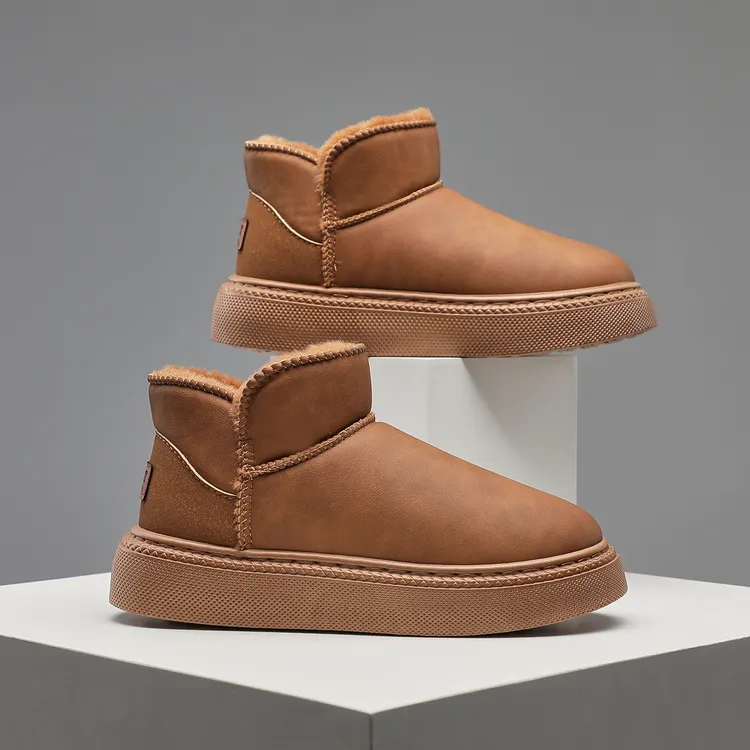 2025新款男士雪地靴短筒棉鞋防水防滑厚底东北雪地棉女情侣款冬季