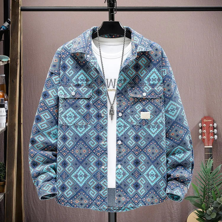 秋季青少年潮流休闲宽松帅气男中学生长袖牛仔衬衫上衣外套