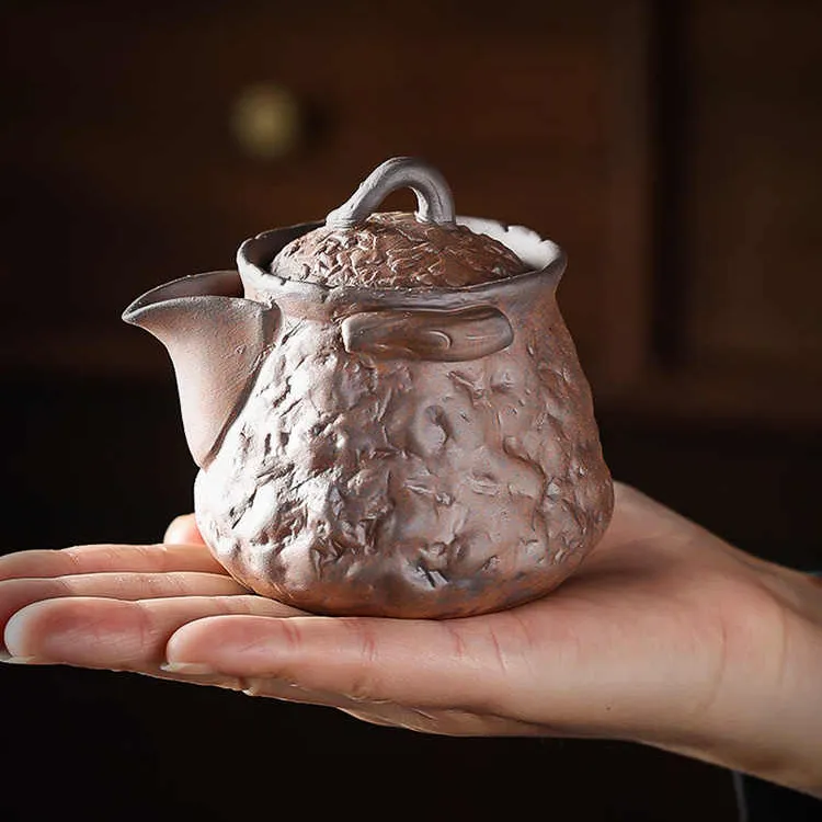 素烧老岩泥手抓莲蓬挂坠陶瓷茶壶茶具小容量聚香茶器茶桌用品摆件