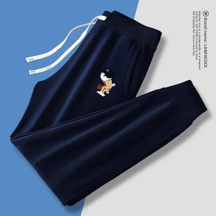 兰法公鸡2025秋季加厚款运动裤男宽松纯棉休闲裤美式重磅加绒长裤