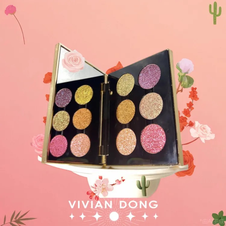 VIVIAN DONG妖姬六色珠光眼影盘炒闪渐变多色偏光高光钻石亮片