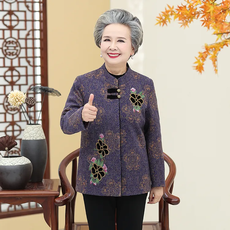 老太太秋冬装女奶奶装加绒外套70岁80妈妈装秋装老人上衣服长袖
