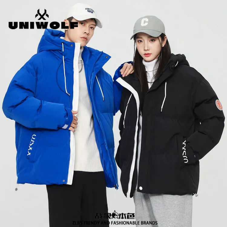 战狼本色秋冬季棉衣运动休闲青少年百搭外套加厚保暖宽松连帽棉服