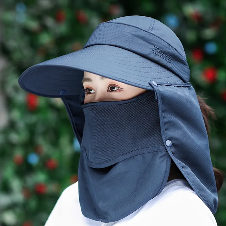 遮阳防晒帽子夏季女防紫外线大帽檐多功能防风护脸帽采茶帽太阳帽