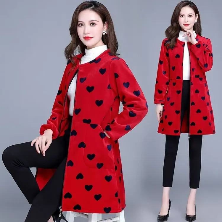 成人水晶绒加绒保暖罩衣洋气厨房做饭围裙长袖护衣时尚上班工作服