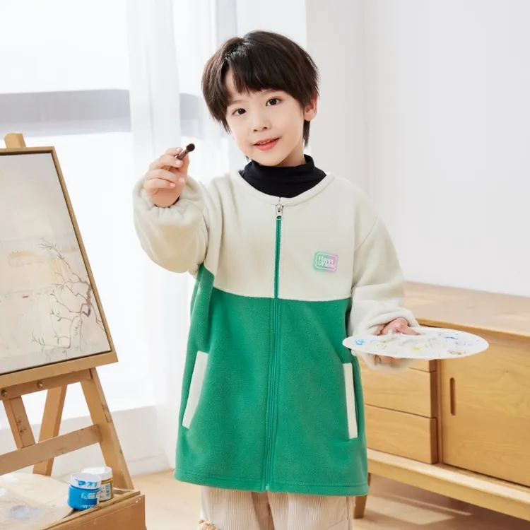 新款儿童罩衣外穿洋气6-12岁中大童校服加绒加厚防脏护衣东北保暖