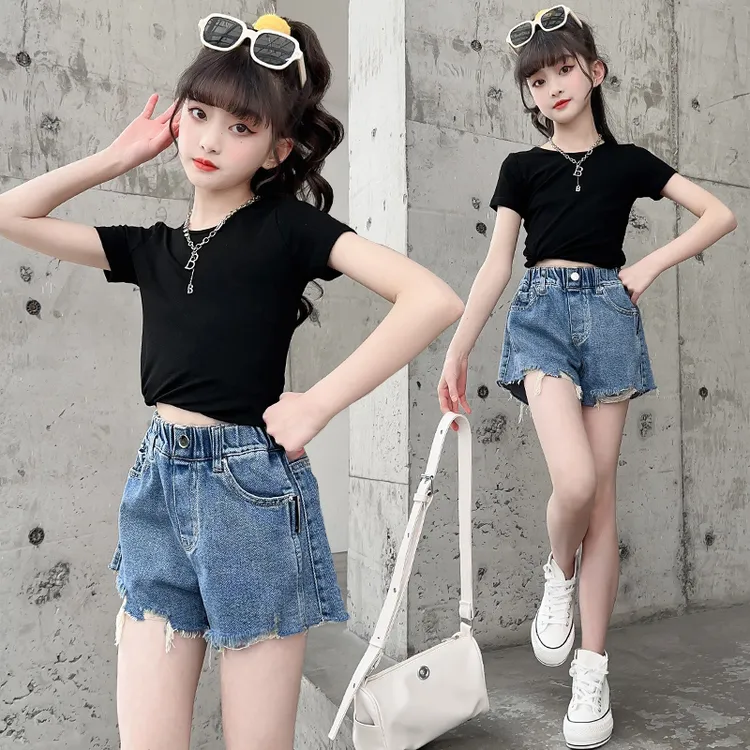 女童夏季牛仔短裤2024新款6-12岁15岁中大儿童装洋气休闲薄款裤子