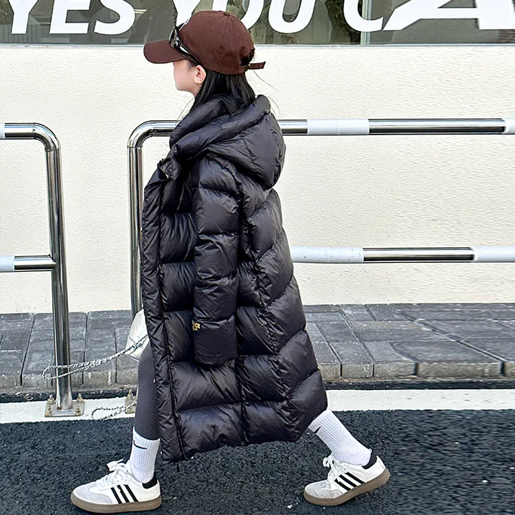 女童羽绒服6-12岁15岁2023新款洋气加厚中长款黑色中大童冬季保暖