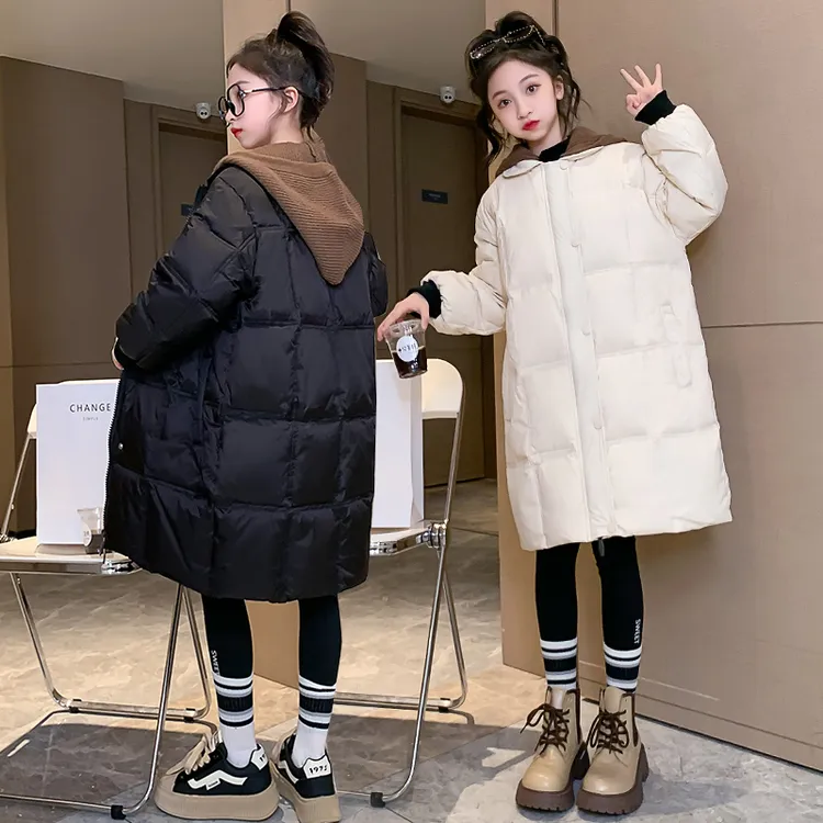 女童羽绒服2023新款6-12岁15岁中大童冬季中长款加厚洋气休闲爆款