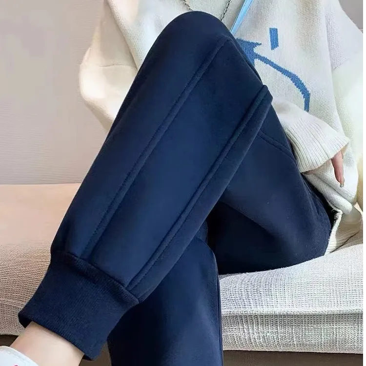 2025秋冬新款时尚外穿显瘦束腿运动裤男女同款百搭卫裤加绒休闲裤