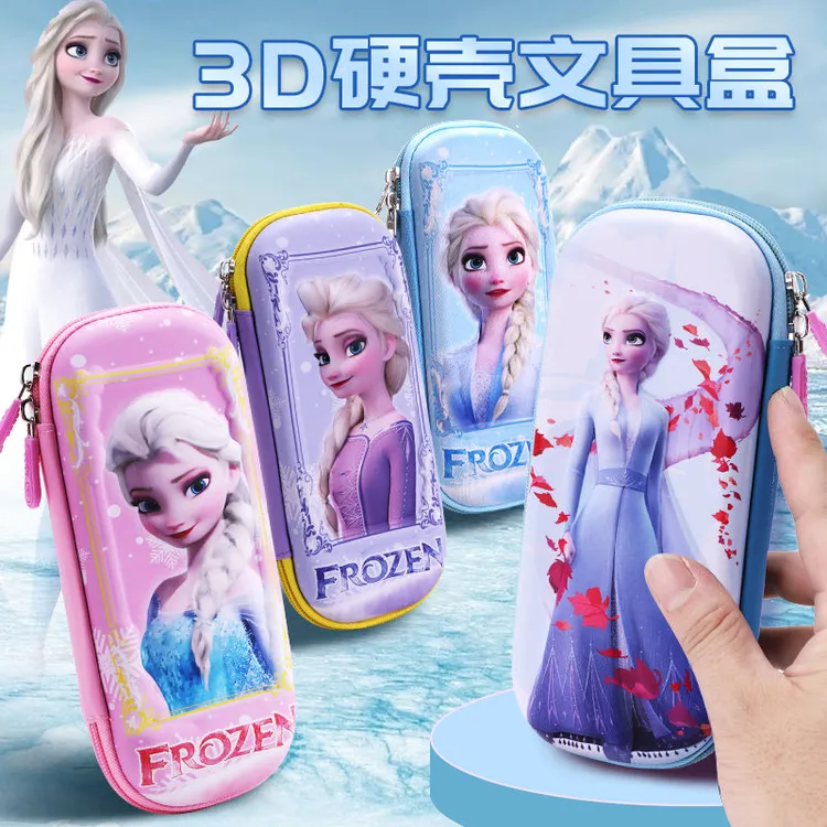 3D立体艾莎公主文具盒笔袋女孩卡通小学生大容量网红爆款幼儿园