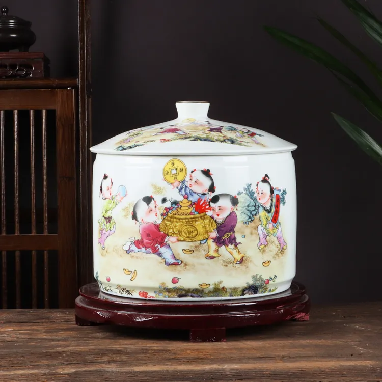 景德镇陶瓷储物罐米缸零食干货杂粮密封存储家用带盖防潮防虫摆件