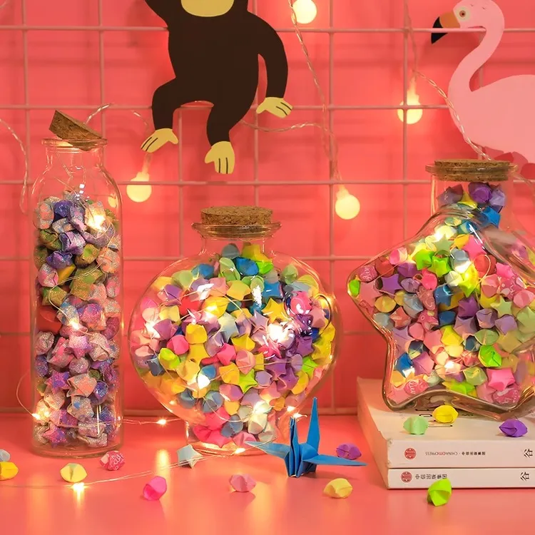 星星瓶爱心瓶折纸玻璃瓶情侣许愿瓶创意星空瓶发光漂流瓶生日礼物