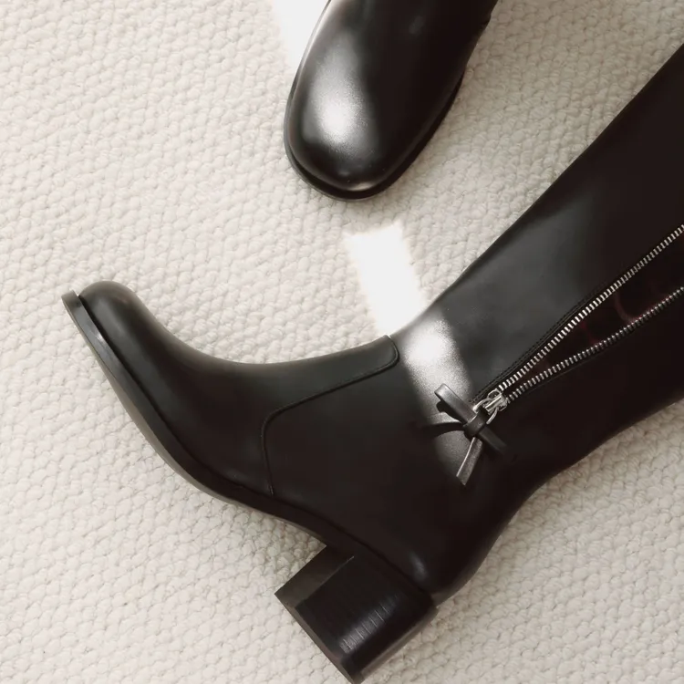 ElegiFemme2024原创新款Lorraine格纹长筒靴增高显瘦英伦风时装靴