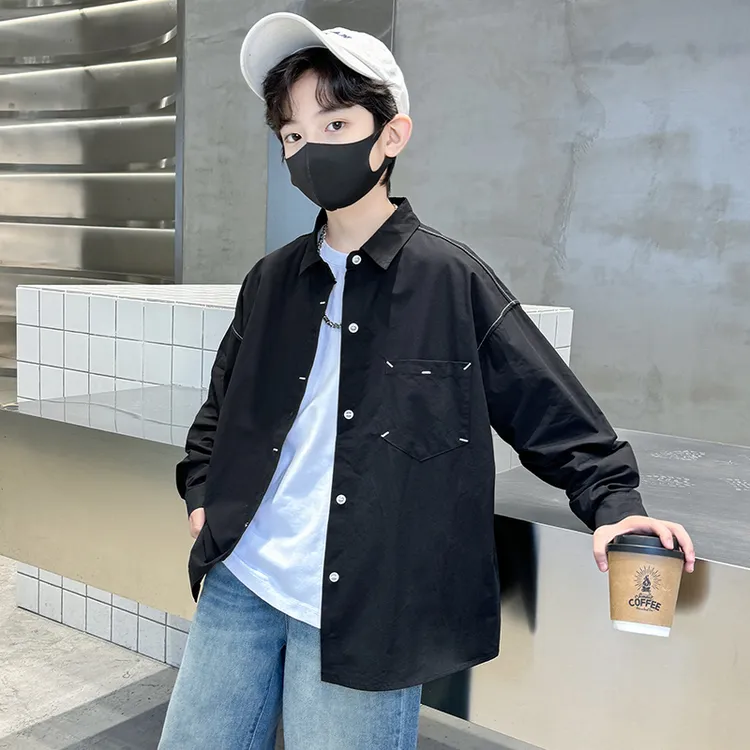 儿童装男童秋装衬衫外套春秋款2025新款大童男孩秋季长袖上衣帅气