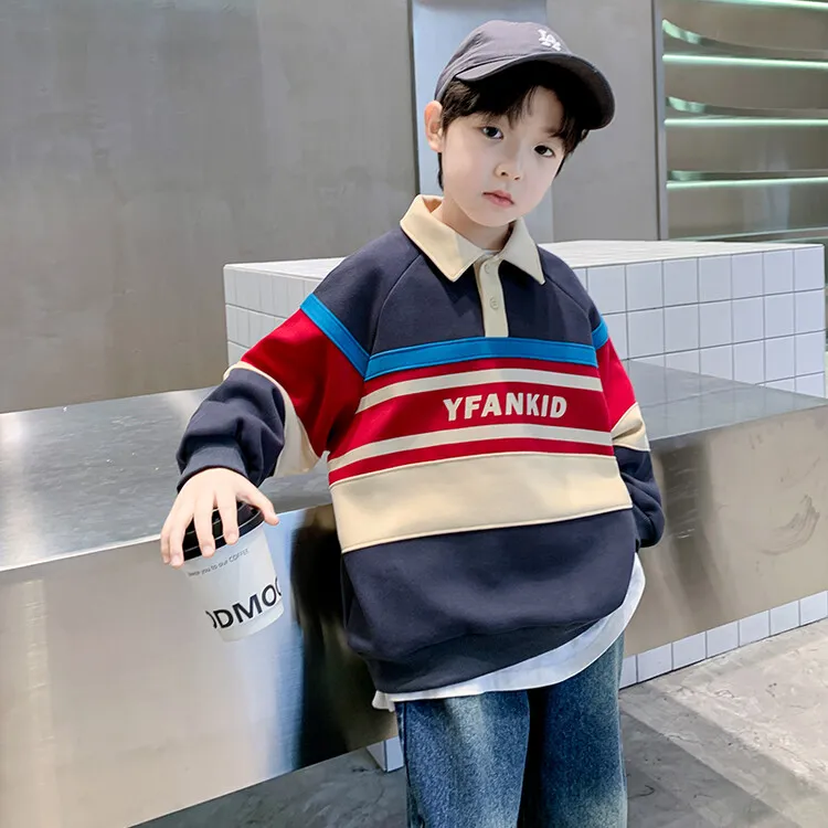 男童polo衫卫衣春秋装2025新款百搭中大童休闲套头上衣男孩潮衣服