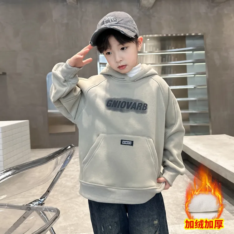 男童扎染卫衣冬款2024新款儿童潮酷卡通连帽衫加厚痞帅宽松上衣潮