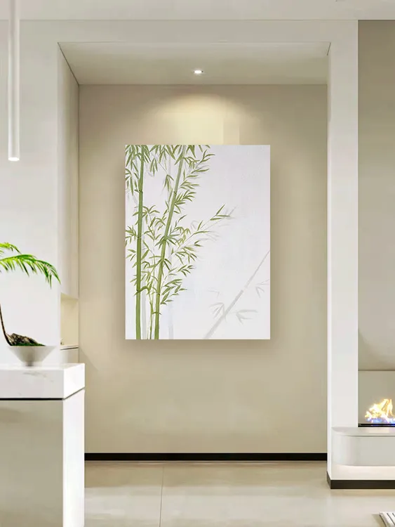 新中式装饰画《竹》手绘立体肌理画玄关画客厅挂画装饰画简约风挂画