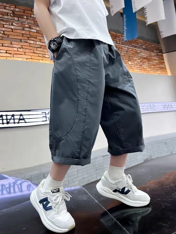 男童裤子夏季休闲短裤潮帅气时髦儿童夏装男孩炸街裤宽松七分潮裤