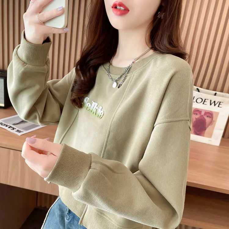 短款小个子卫衣女春秋季2025新款韩版宽松设计感刺绣薄款上衣外套