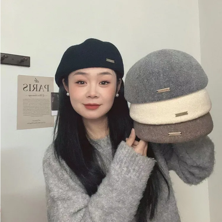 秋冬新款立体有型贝雷帽反戴前进帽方圆脸显脸小百搭帽子画家帽