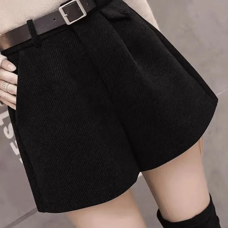 短裤秋冬外穿女2025春秋季新款高腰A字裤显瘦百搭时尚毛呢阔腿裤