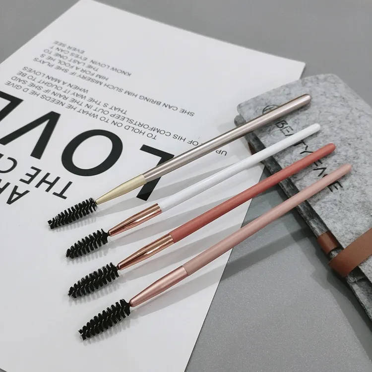 好看粉色眉毛双头定型梳螺旋卷螺旋刷刷子睫毛刷眉刷眉毛刷可弯曲