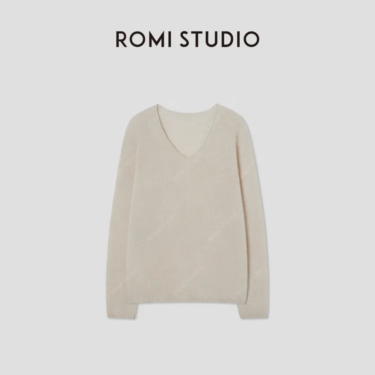 ROMI STUDIO“温暖自在”100山羊绒软糯肤感V领套头毛衫RW24WS01160