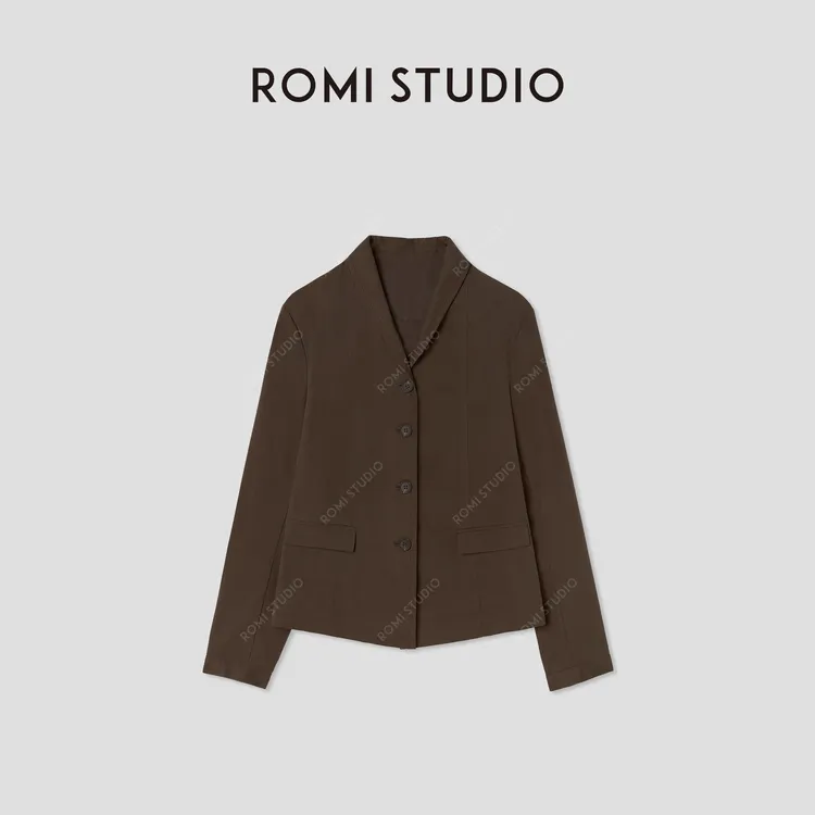 ROMI STUDIO“棕标甄选” 莱赛尔棉混纺砂洗雾面西装外套 441WL007