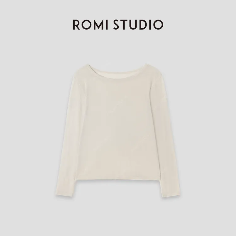 ROMI STUDIO “自然之下” 16针水溶羊毛圆领针织长袖T恤 432TS124