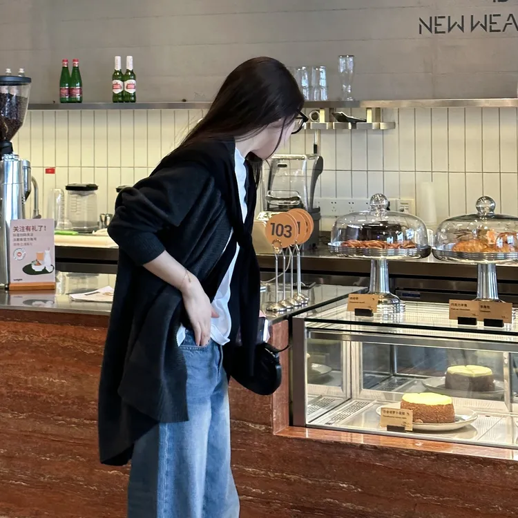 ROMI STUDIO“格雷系列” 百搭时尚绵毛混纺肌理感针织开衫23AWM229