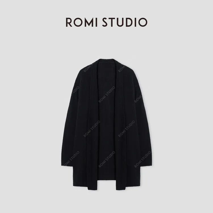 ROMI STUDIO“松弛高知”7针单边100%绵羊毛软糯长开衫 432WS128